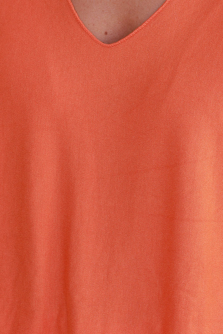 Top orange fluide confort et stretch col v