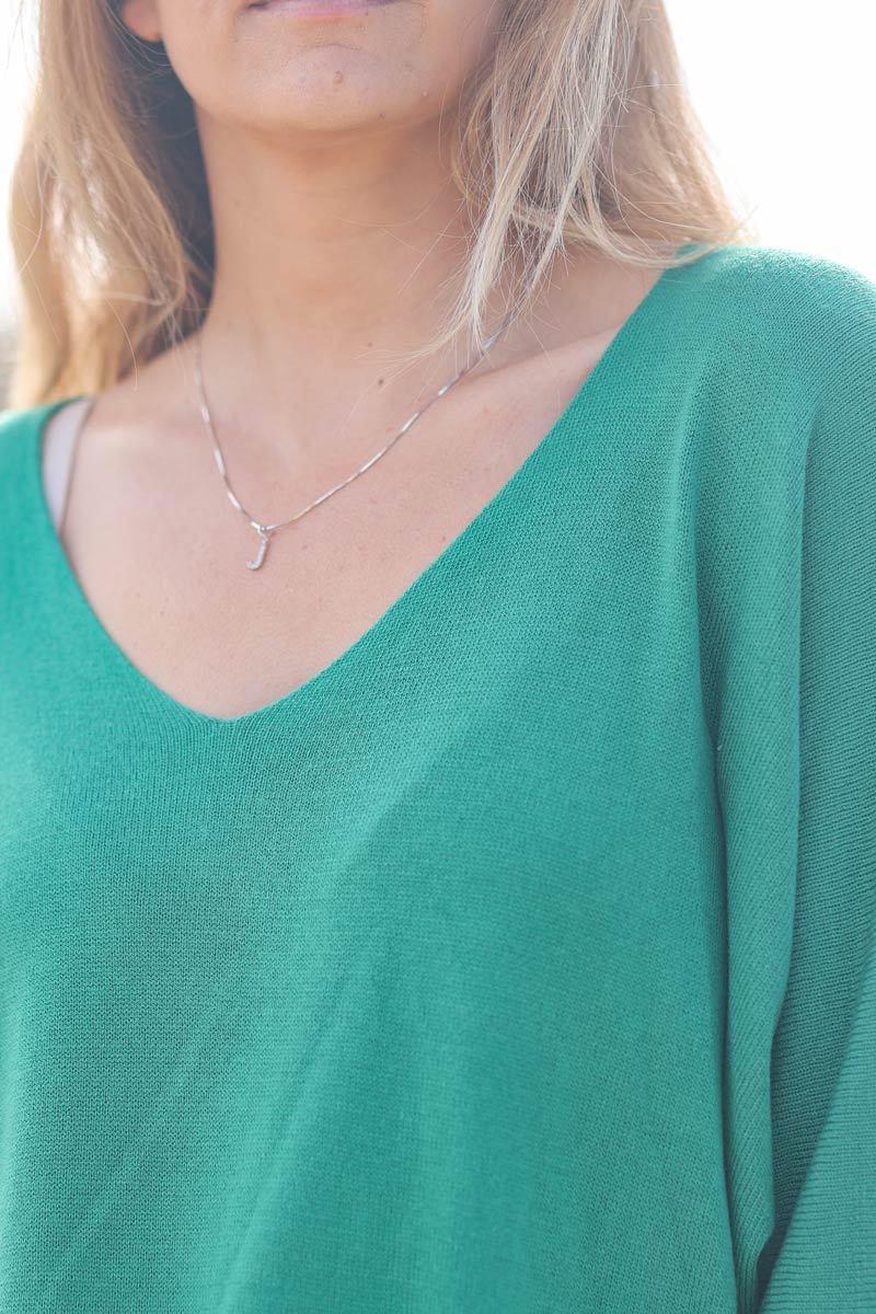 Top vert jersey manches chauve souris